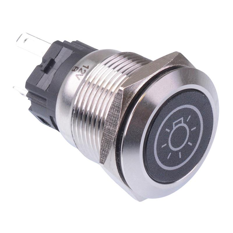 Light' Red LED Momentary 19mm Vandal Push Button Switch SPDT 12V