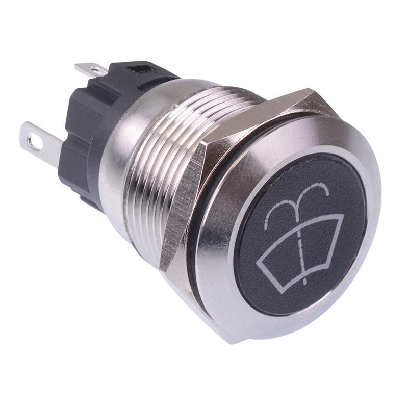 Window Washer' Red LED Momentary 19mm Vandal Push Button Switch SPDT 12V