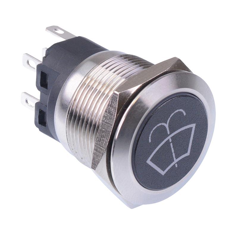 Window Washer' White LED Latching 22mm Vandal Push Button Switch SPDT 12V