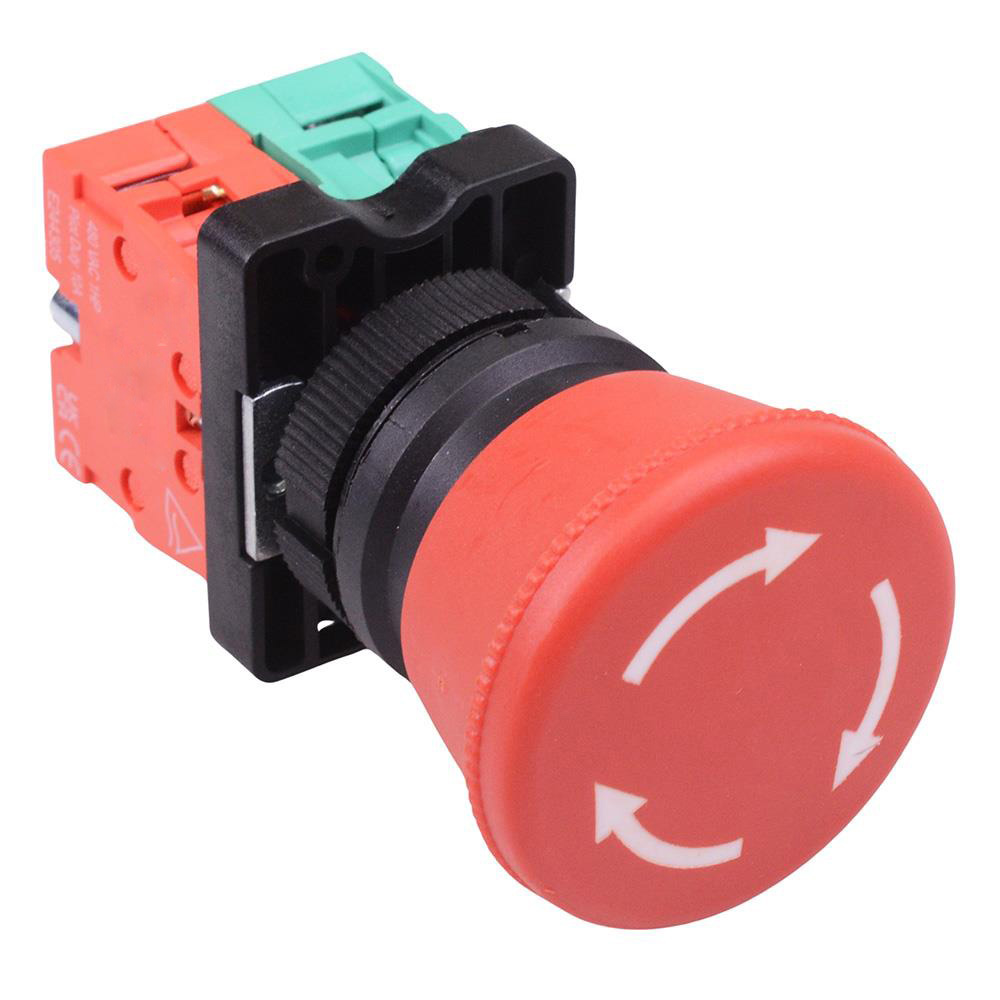 PtecMushT40 40mm Emergency Stop Button Switch Plastic 10A 1NO-1NC