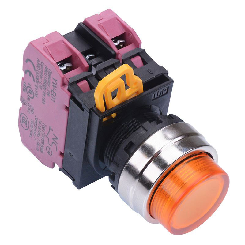 Amber 12V illuminated 22mm Metal Bezel Momentary Push Button Switch 2NC IP65 YW4L-M2E02Q3A