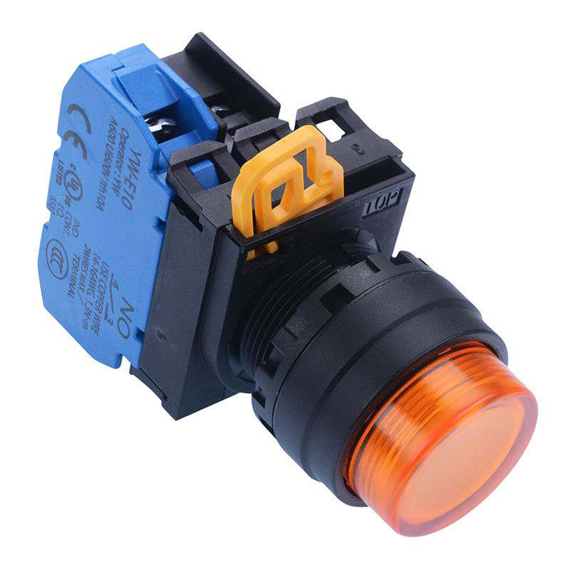 Amber 24V illuminated 22mm Momentary Push Button Switch NO IP65 YW1L-M2E10Q4A