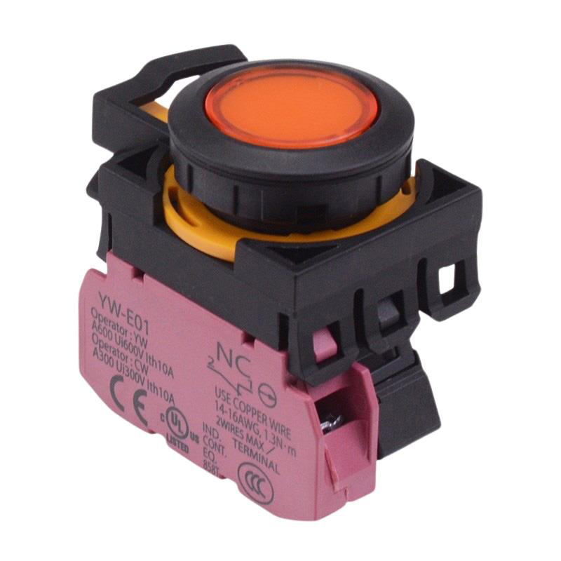 CW1L-A1E01Q4A Amber 24V illuminated Maintained Push Button Switch 1NC IP65