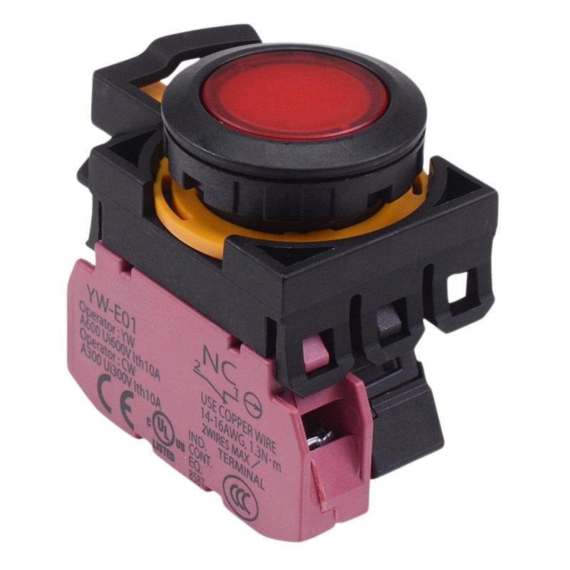 CW1L-A1E01Q4R Red 24V illuminated Maintained Push Button Switch 1NC IP65
