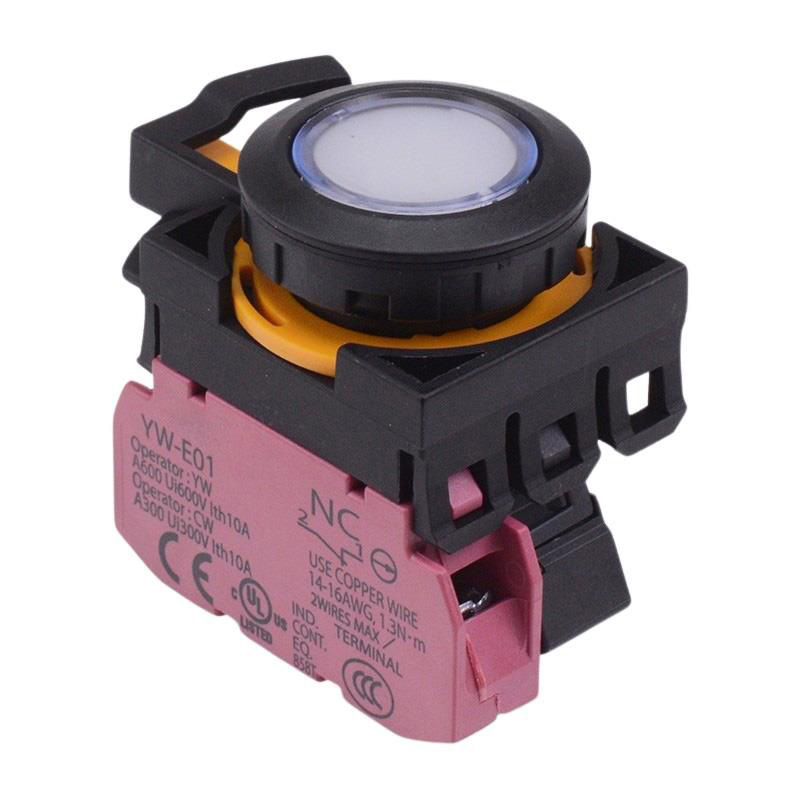 CW1L-M1E01Q3PW White 12V illuminated Momentary Push Button Switch 1NC IP65