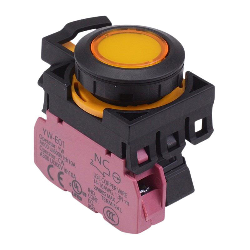 CW1L-M1E01Q3Y Yellow 12V illuminated Momentary Push Button Switch 1NC IP65