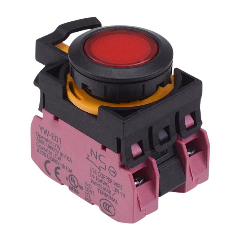 CW1L-M1E02Q4R Red 24V illuminated Momentary Push Button Switch 2NC IP65