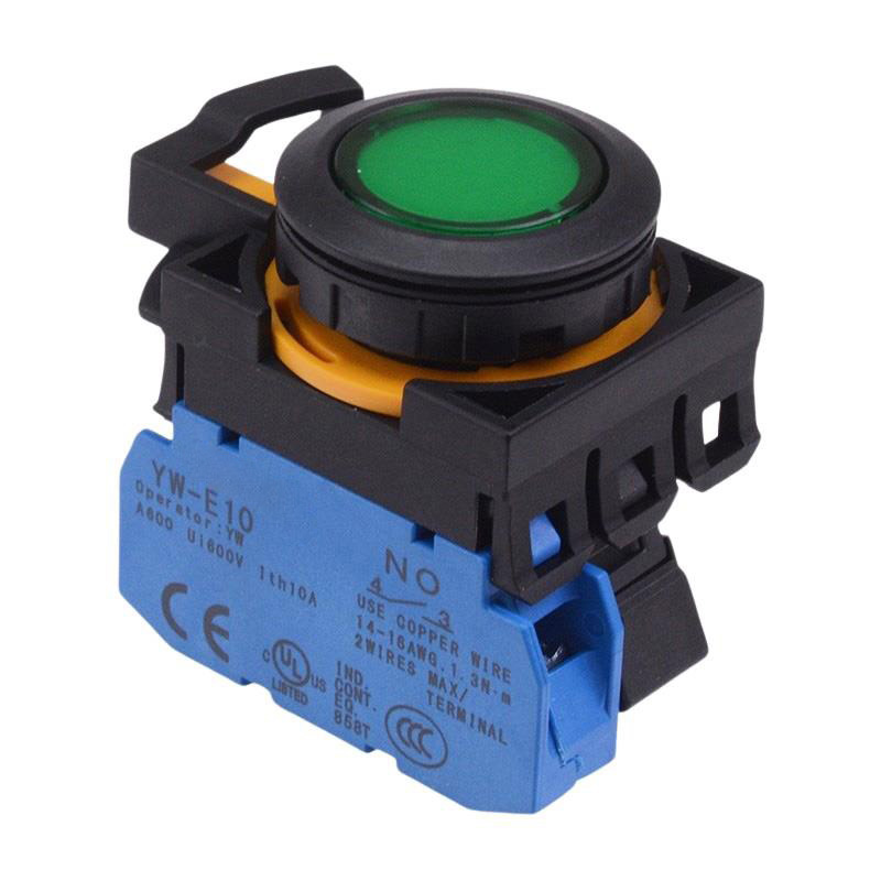 CW1L-M1E10Q3G Green 12V illuminated Momentary Push Button Switch 1NO IP65