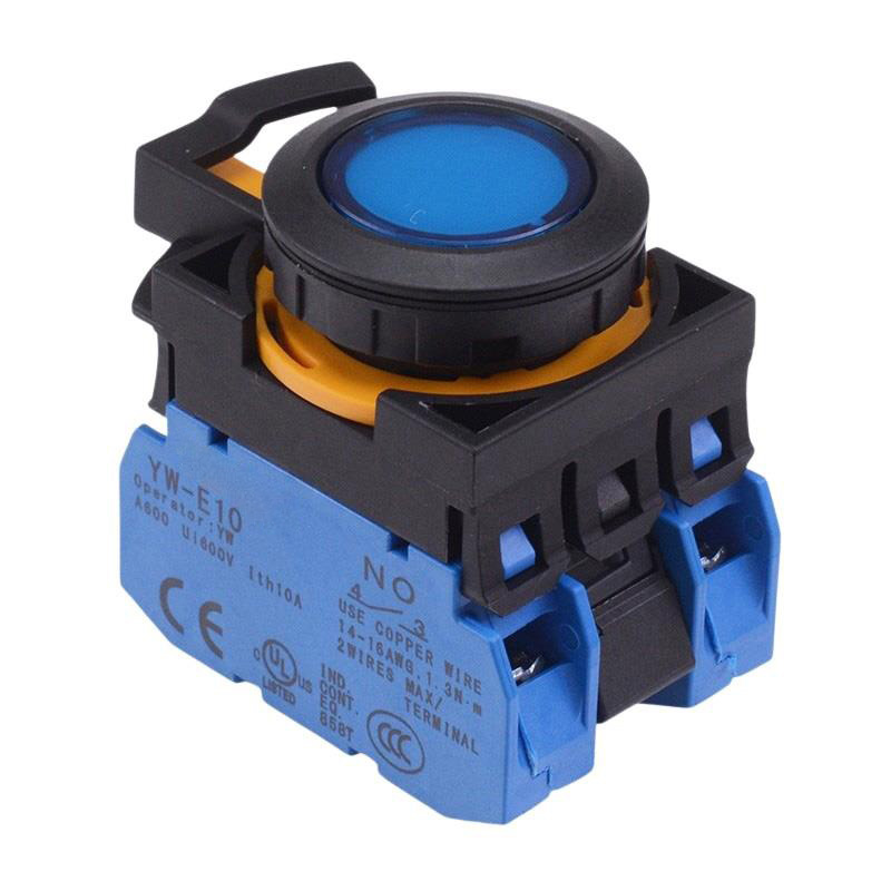 CW1L-M1E20Q3S Blue 12V illuminated Momentary Push Button Switch 2NO IP65