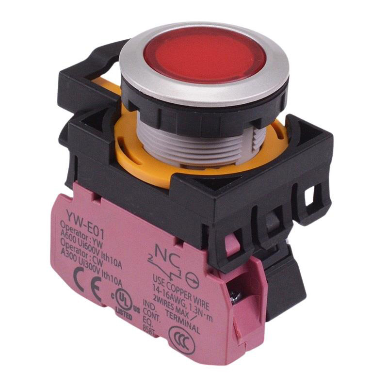 CW4L-A1E01Q3R Red 12V illuminated Maintained Push Button Switch 1NC IP65