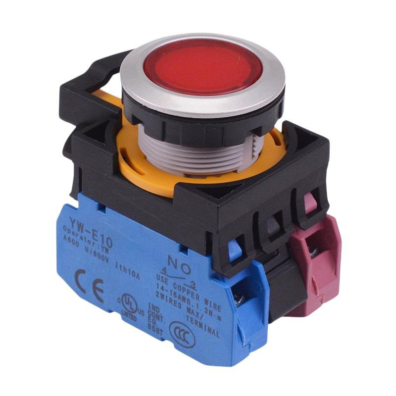 CW4L-A1E11Q4R Red 24V illuminated Maintained Push Button Switch 1NO-1NC IP65