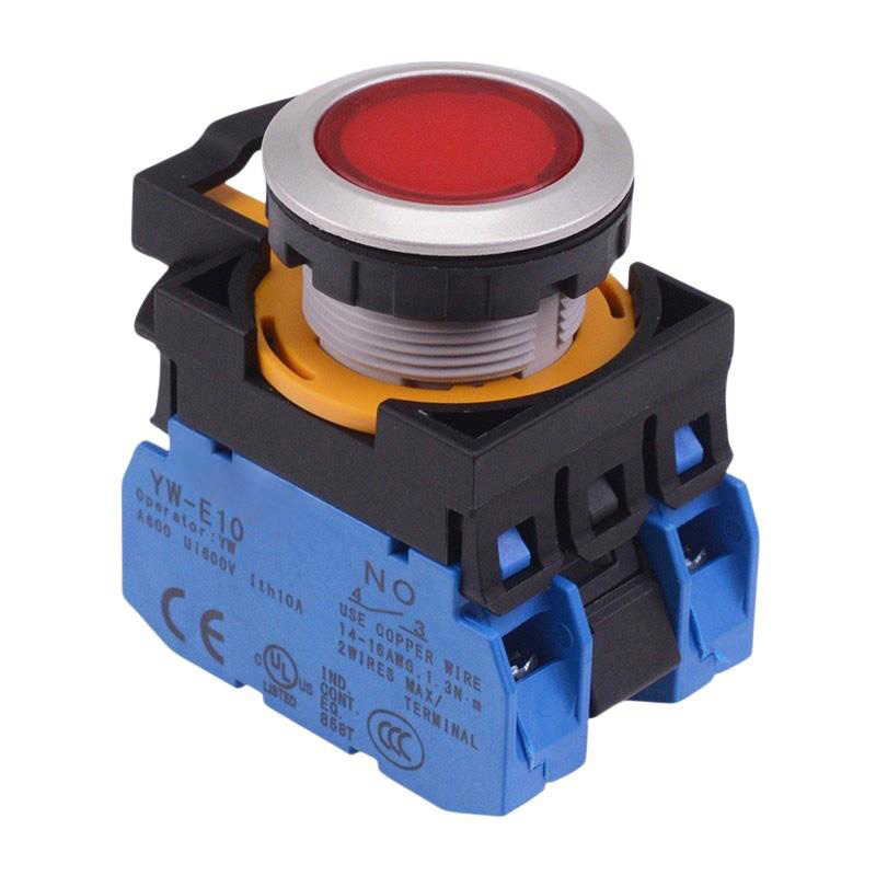 CW4L-M1E20Q3R Red 12V illuminated Metallic Momentary Push Button Switch 2NO IP65