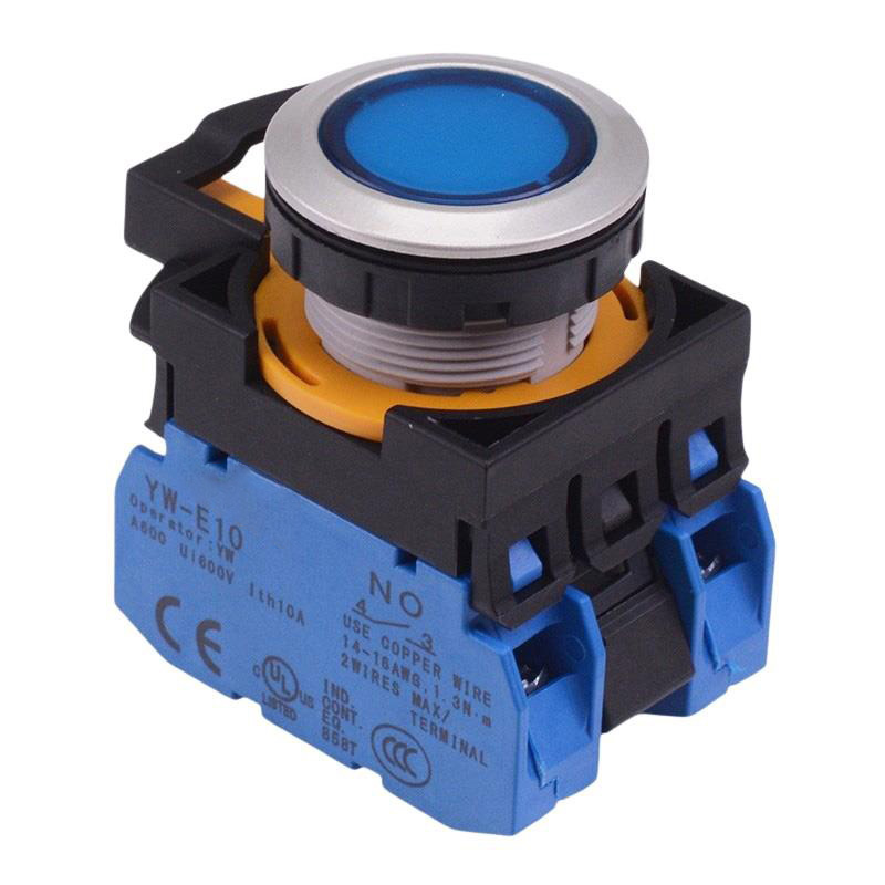 CW4L-M1E20Q3S Blue 12V illuminated Metallic Momentary Push Button Switch 2NO IP65