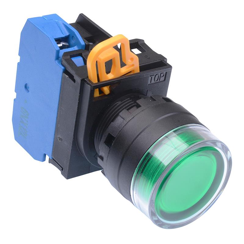 Green 24V illuminated 22mm Momentary Shrouded Push Button Switch NO IP65 YW1L-MF2E10Q4G