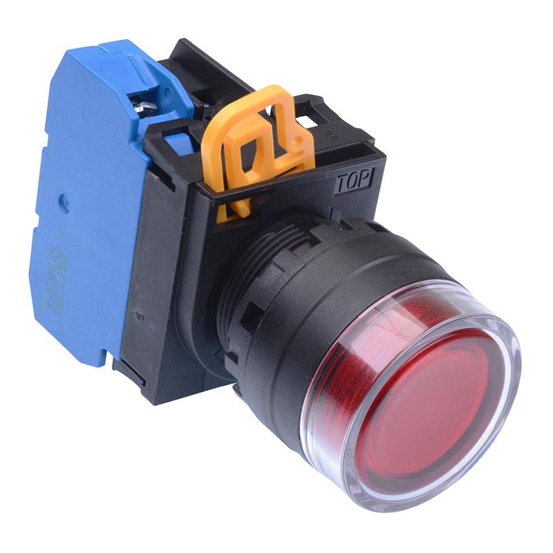 Red 12V illuminated 22mm Maintained Shrouded Push Button Switch NO IP65 YW1L-AF2E10Q3R