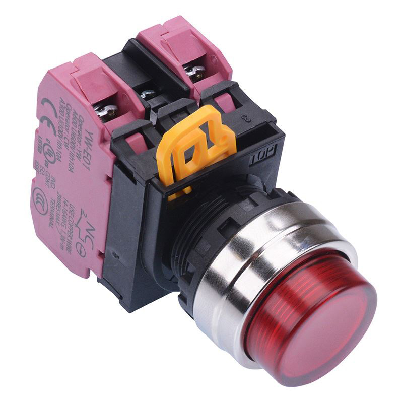 Red 12V illuminated 22mm Metal Bezel Maintained Push Button Switch 2NC IP65 YW4L-A2E02Q3R