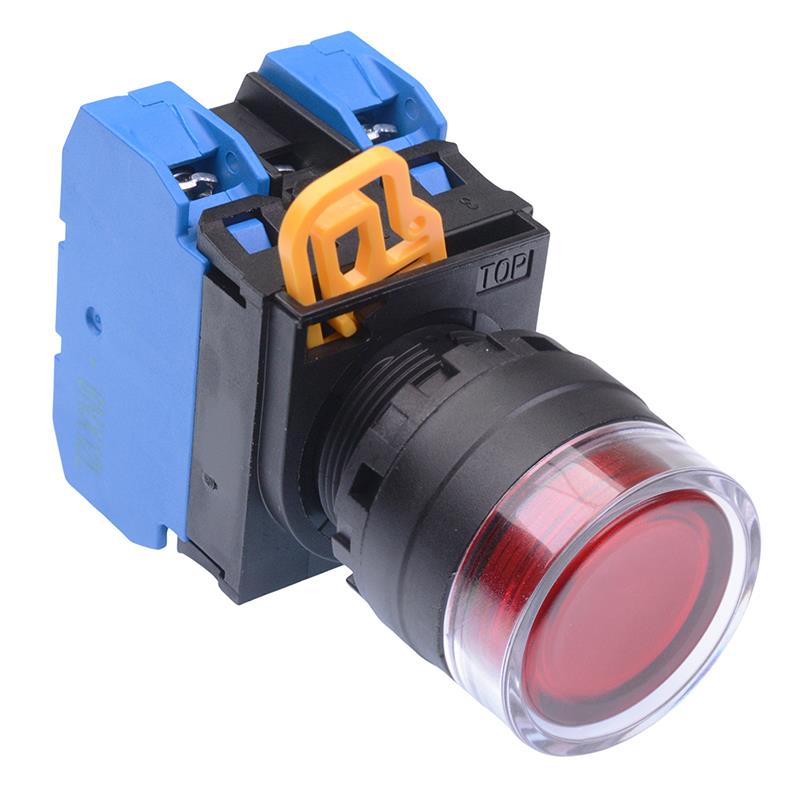 Red 12V illuminated 22mm Momentary Shrouded Push Button Switch 2NO IP65 YW1L-MF2E20Q3R