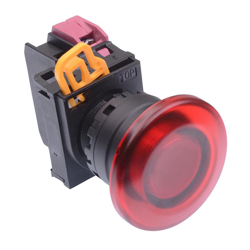 Red 12V illuminated 22mm Mushroom Momentary Push Button Switch NC IP65 YW1L-M4E01Q3R