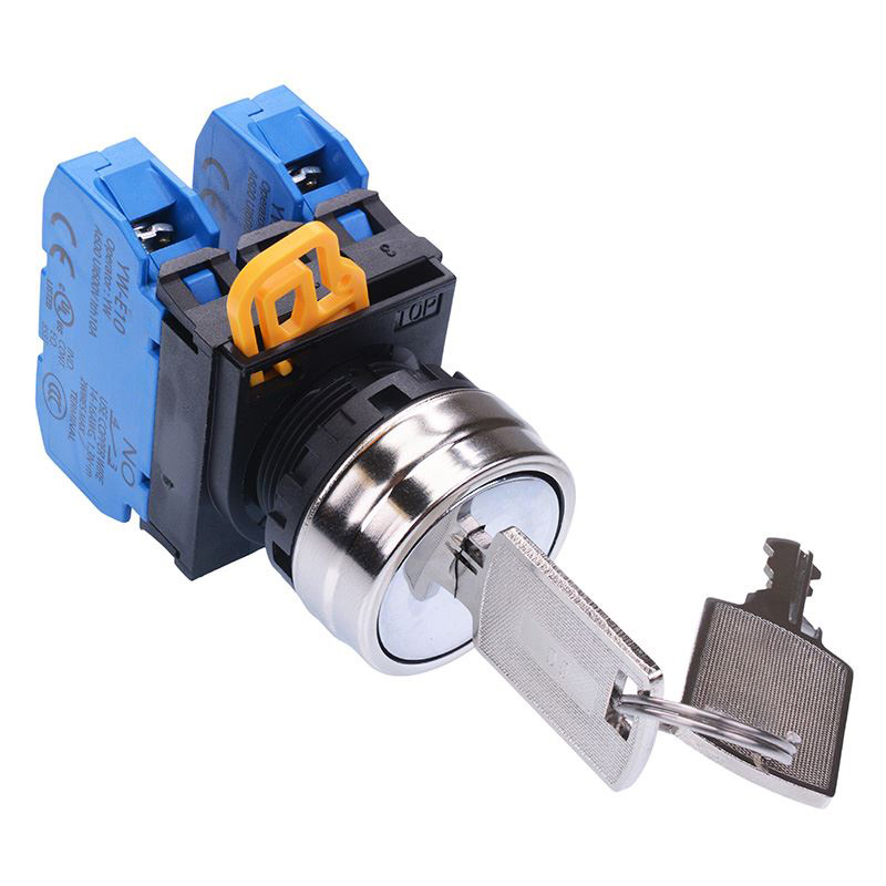 22mm Metal Bezel 3 Position Maintained Key Switch 2NO IP65 YW4K-3AE20