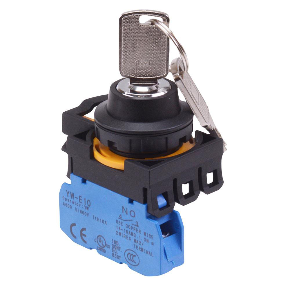 CW1K-2AE10 2 Position Maintained Key Switch 1NO IP65