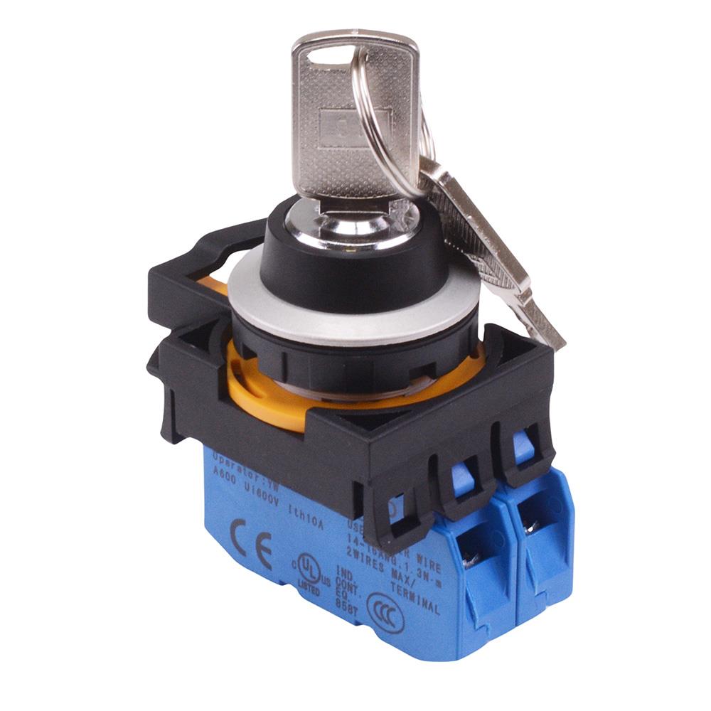CW4K-3AE20N1 3 Position Metallic Maintained Key Switch 2NO IP65