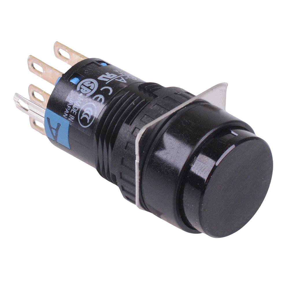 AB6M-M2PBC Black 16mm Momentary Round Push Button Switch IP65 DPDT