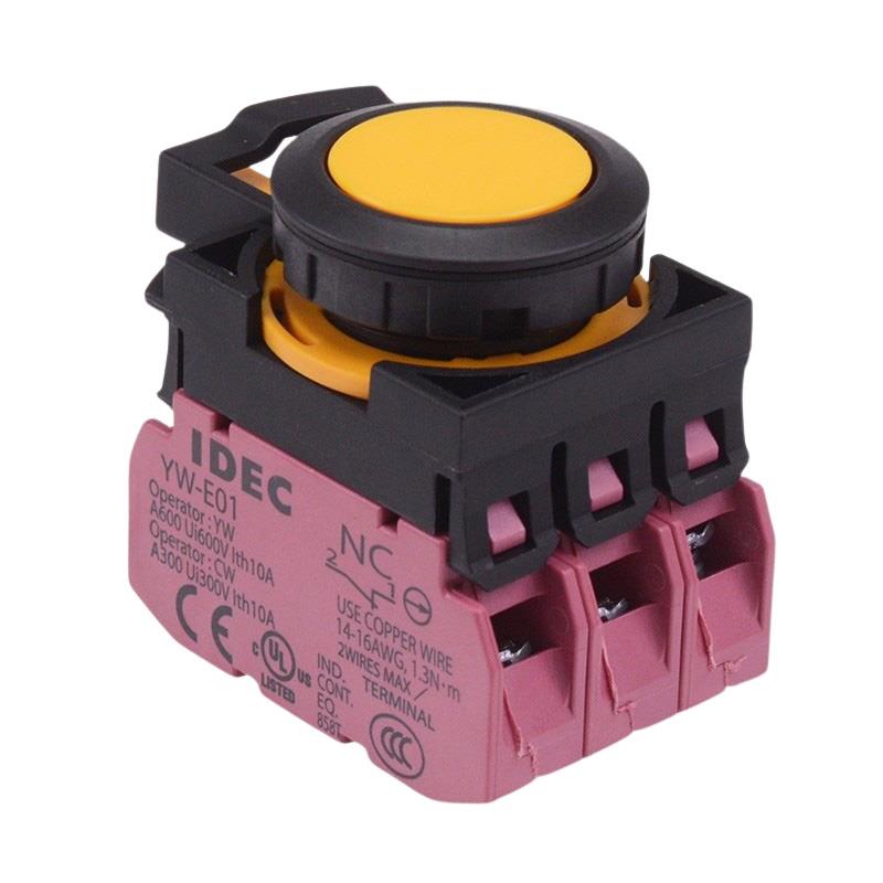 CW1B-A1E03Y Yellow Maintained Push Button Switch 3NC IP65