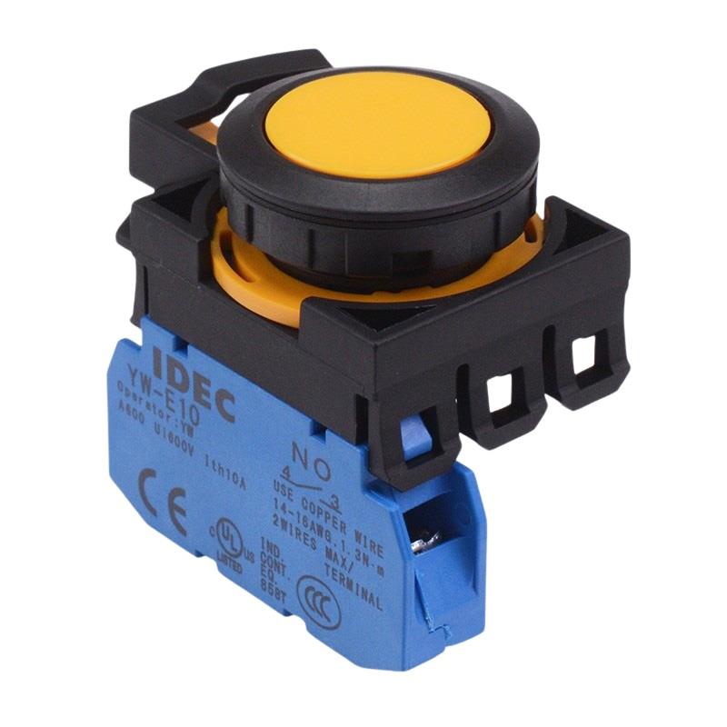 CW1B-A1E10Y Yellow Maintained Push Button Switch 1NO IP65