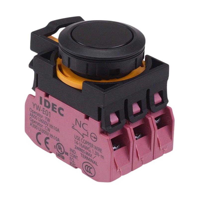 CW1B-M1E03B Black Momentary Push Button Switch 3NC IP65