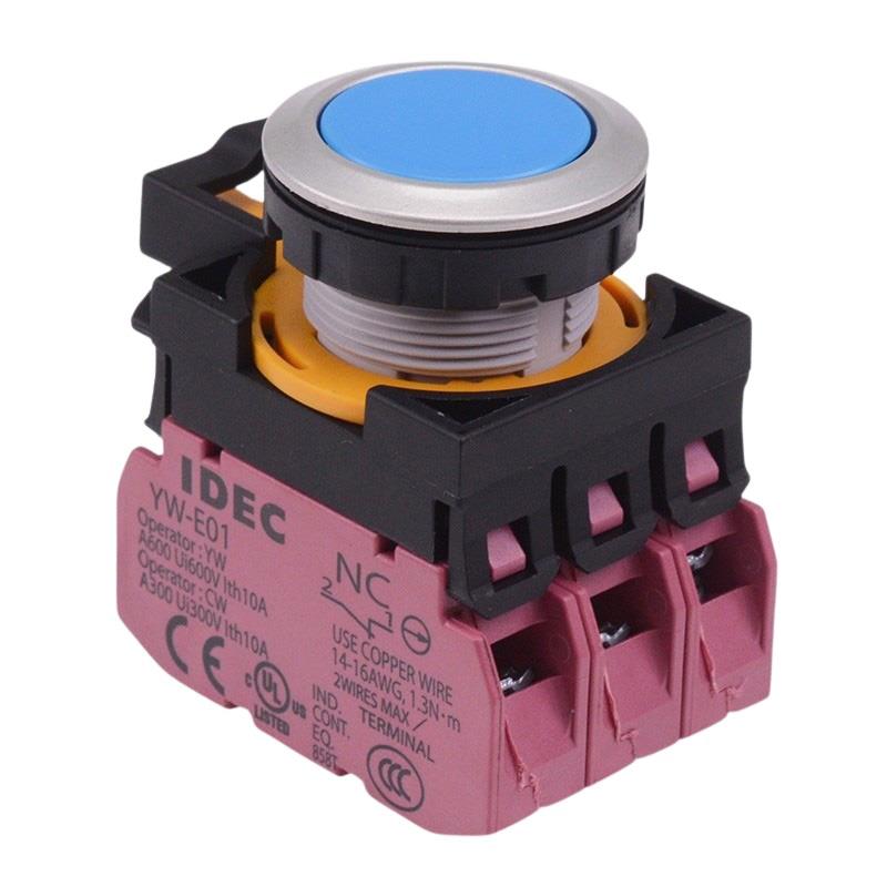 CW4B-M1E03S Blue Metallic Momentary Push Button Switch 3NC IP65