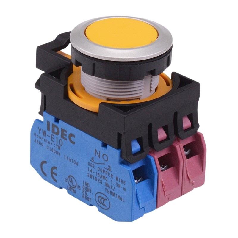 CW4B-M1E12Y Yellow Metallic Momentary Push Button Switch 1NO-2NC IP65