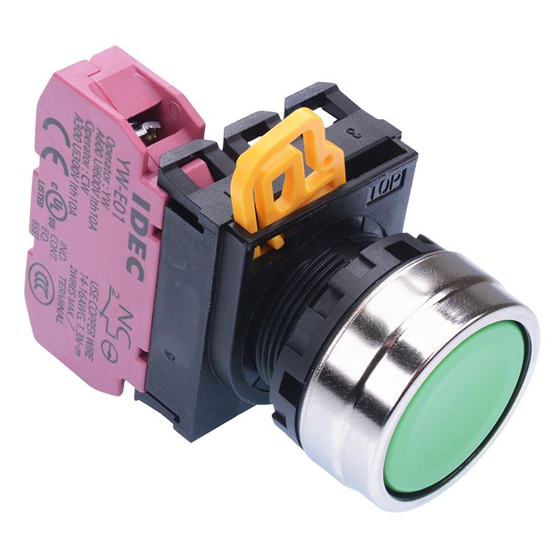 Green 22mm Metal Bezel Momentary Push Button Switch NC IP65 YW4B-M1E01G
