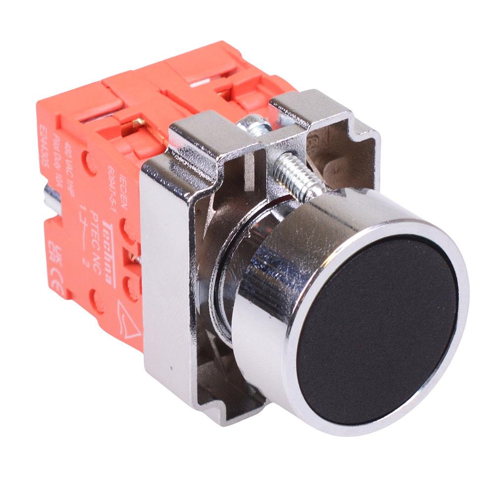 PtecMetPNBlack Black Flush Push Button Switch Metal 10A 2NC