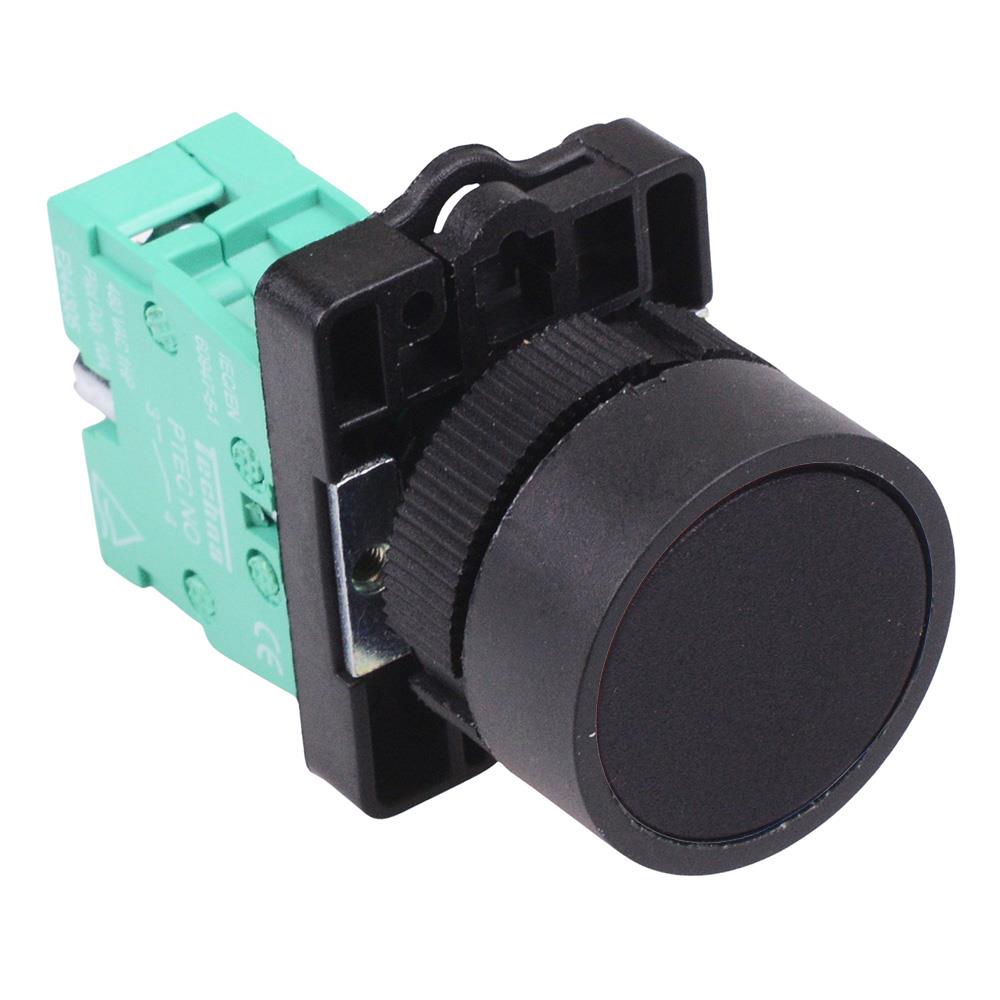 PtecPNBlack Black Flush Push Button Switch 10A 1NO