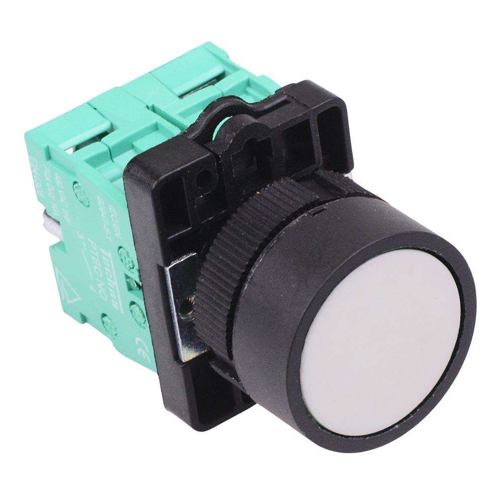 PtecPNWhite White Flush Push Button Switch 10A 2NO