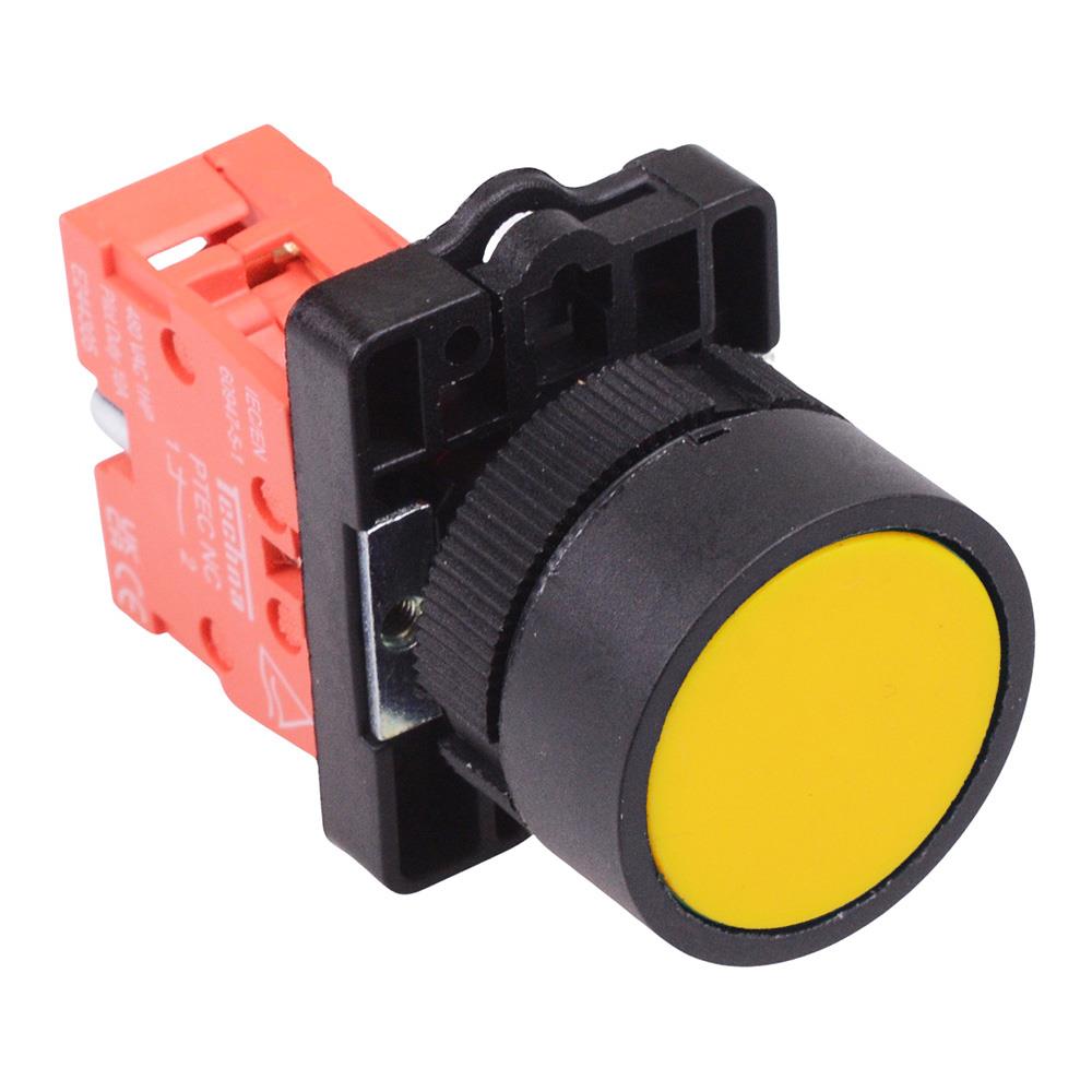 PtecPNYellow Yellow Flush Push Button Switch 10A 1NC