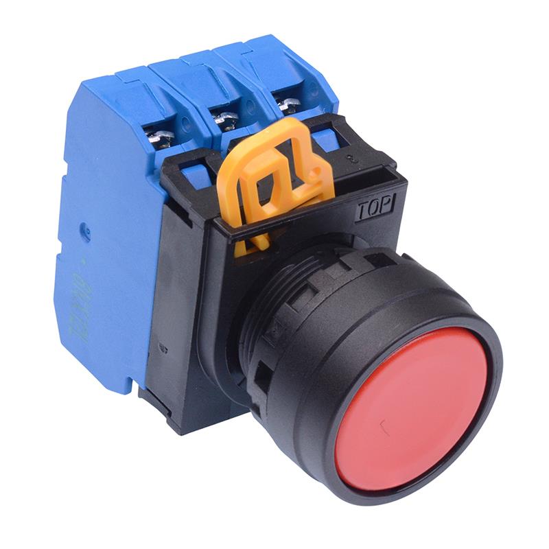 Red 22mm Maintained Push Button Switch 3NO IP65 YW1B-A1E30R