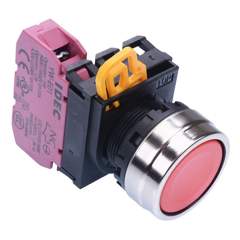 Red 22mm Metal Bezel Maintained Push Button Switch NC IP65 YW4B-A1E01R