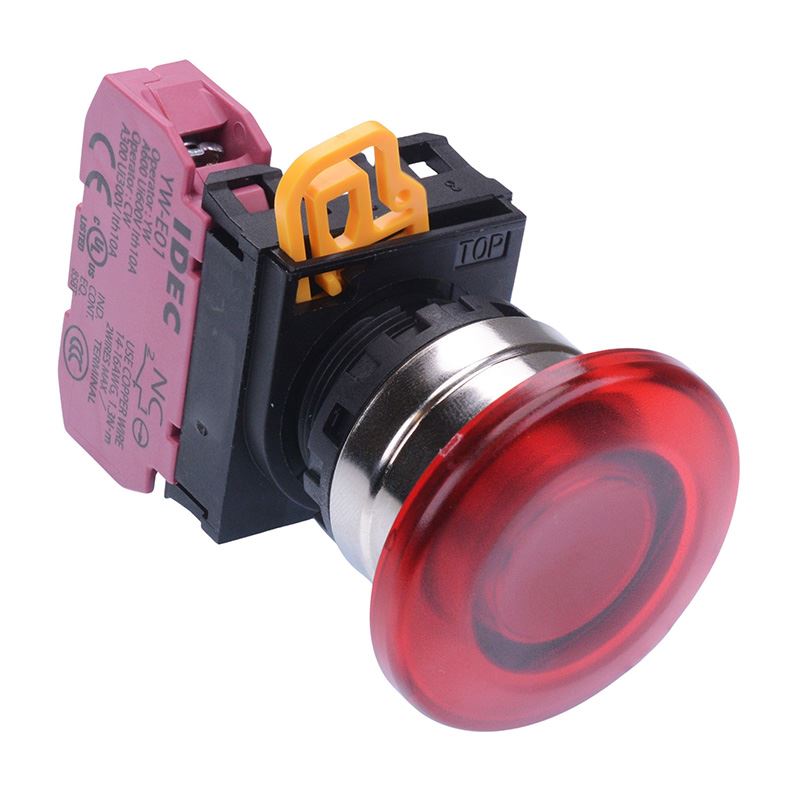 Red 22mm Metal Bezel Mushroom Maintained Push Button Switch NC IP65 YW4L-A4E01Q0R