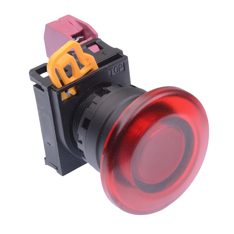 Red 22mm Mushroom Maintained Push Button Switch NC IP65 YW1L-A4E01Q0R