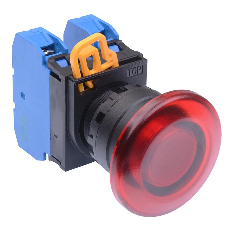 Red 22mm Mushroom Momentary Push Button Switch 2NO IP65 YW1L-M4E20Q0R