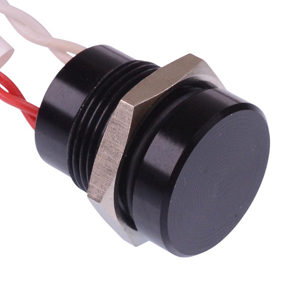 PBAR11F2000 Latching 16mm Black Piezo Switch Prewired IP68 SPST