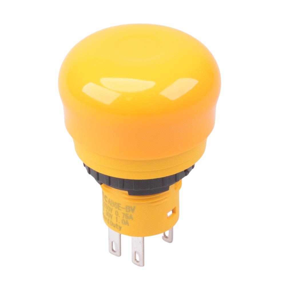 AB6E-3BV02PTY Yellow Unibody 16mm Emergency Stop Switch 30mm Mushroom 2NC