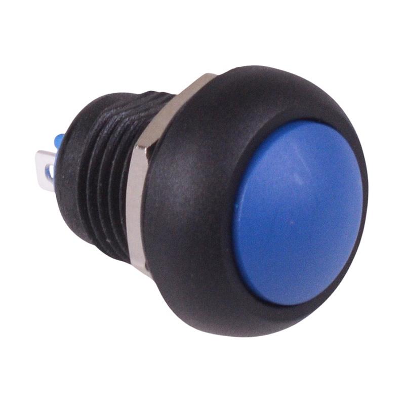 Blue On-Off Latching 12mm Waterproof Push Button Switch IP65 SPST