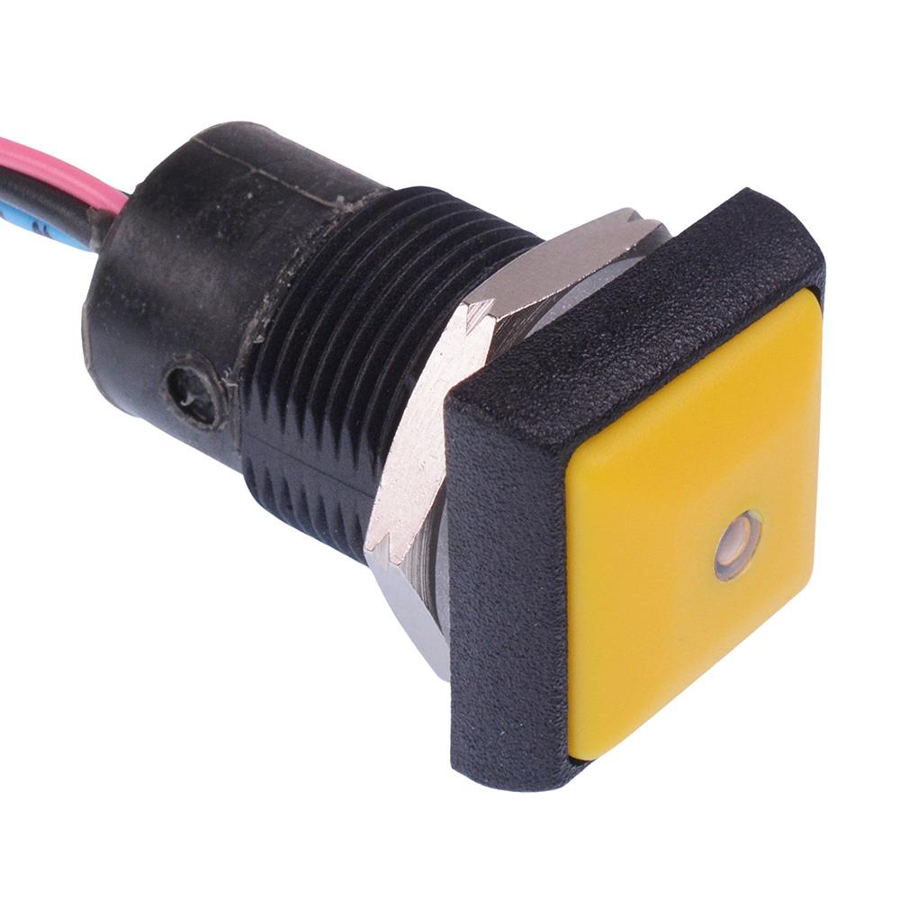 IRC3F452L0Y Yellow LED Yellow Button Square 16mm Momentary NO Push Button Switch Prewired IP67