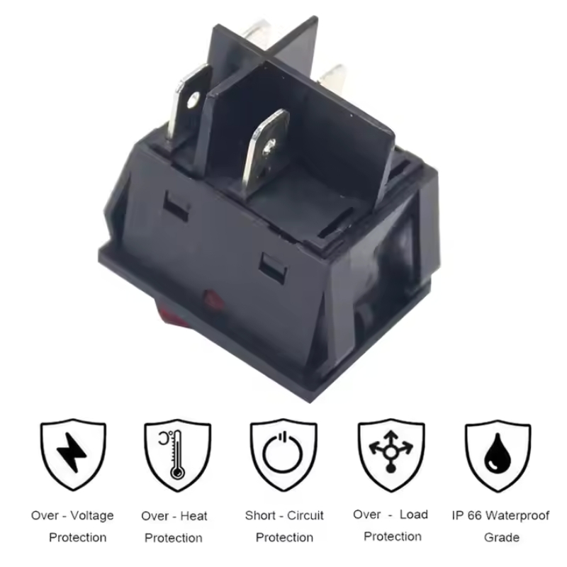 Large Size Large Current 4PIN on Off Red Light Welding Machine KCD4 Heavy Duty 30A Round Rocker Switches