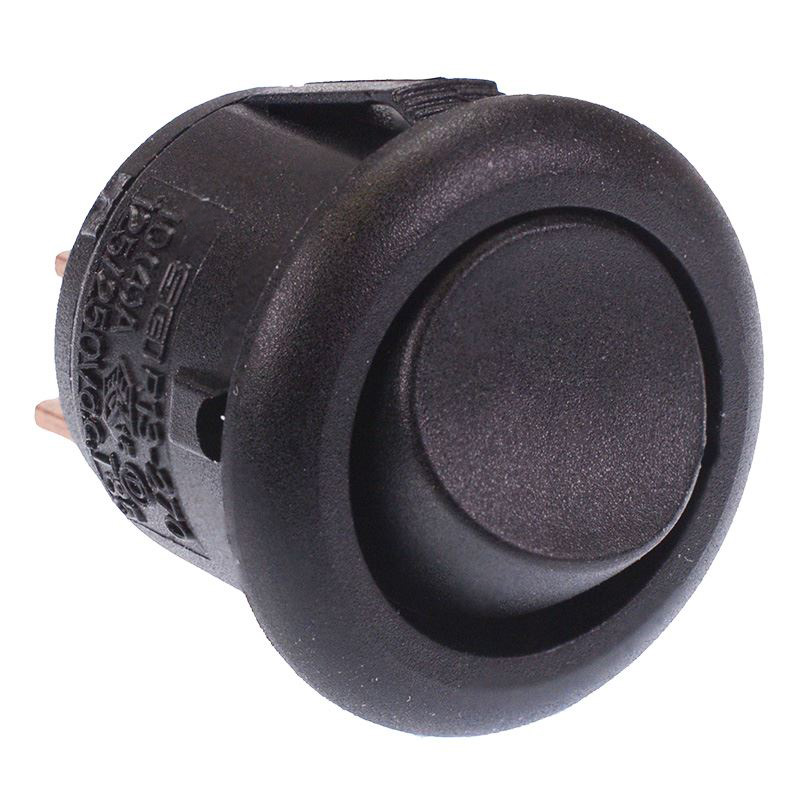 Black Mini Round On-Off Rocker Switch SPST 12A R13-270A-02