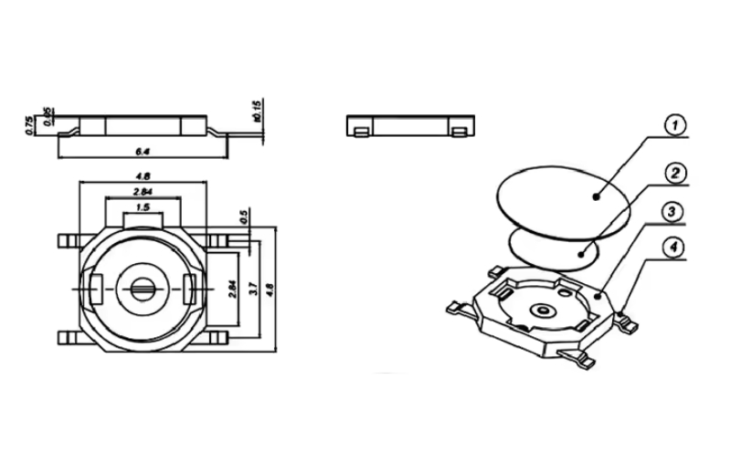 4*4*0.8mm Tactile Push Button Switch Tact 4 Pin Switch Micro Switch SMD 4X4X0.8mm