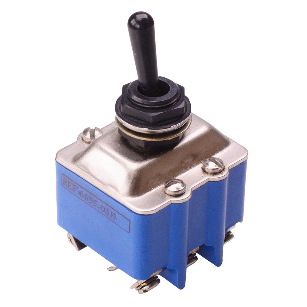6655-03K Black On-(On) Momentary 12mm Toggle Switch 3PDT 6.5A