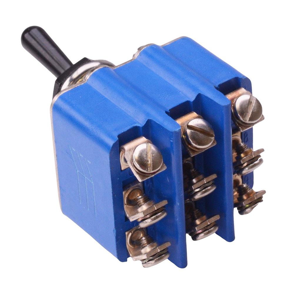 6655-03K Black On-(On) Momentary 12mm Toggle Switch 3PDT 6.5A